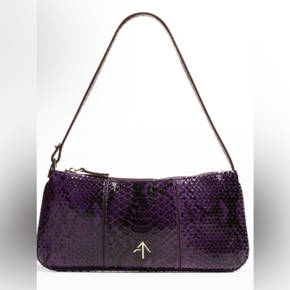 Manu Atelier Pita Snake-print Shoulder Bag In Purple
